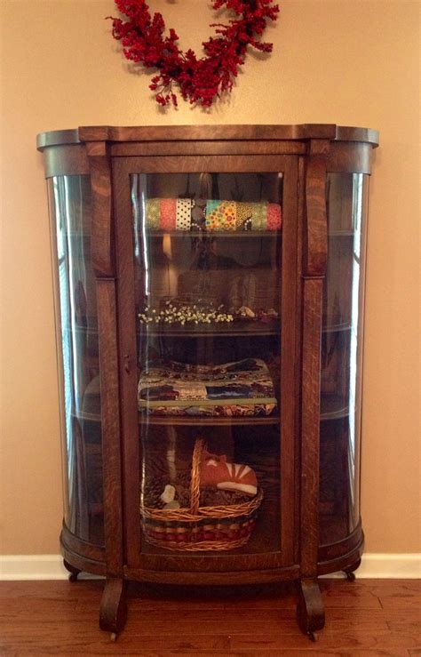 This distinctive pentagonal shape allows for pieces to be viewed from any position in the room. Quilt Display Cabinet: Antique China cabinet with wood ...