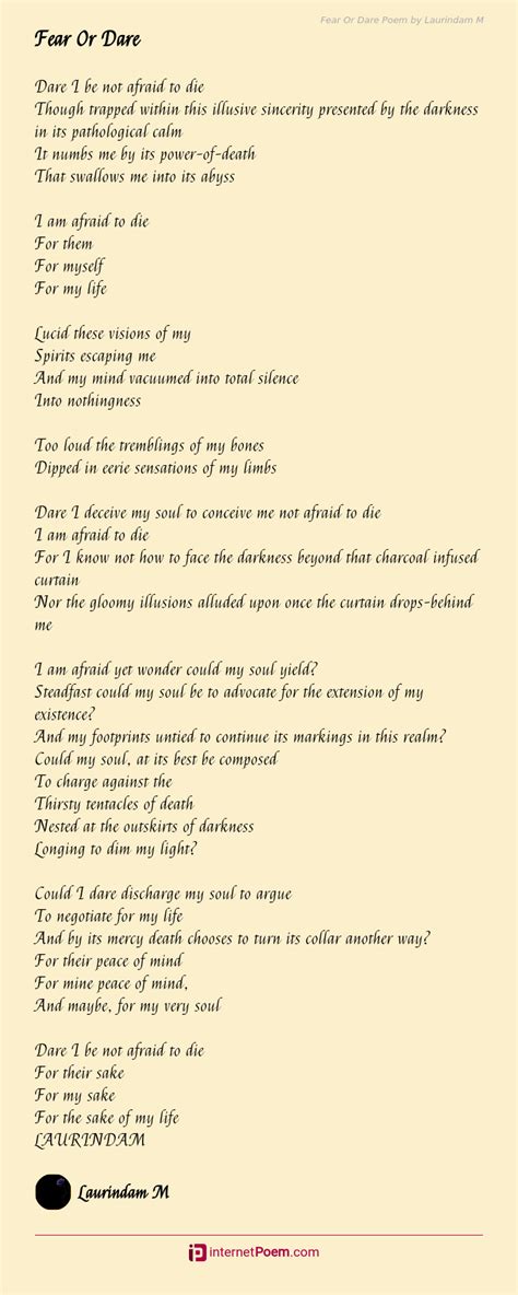 Fear Or Dare Poem By Laurindam M