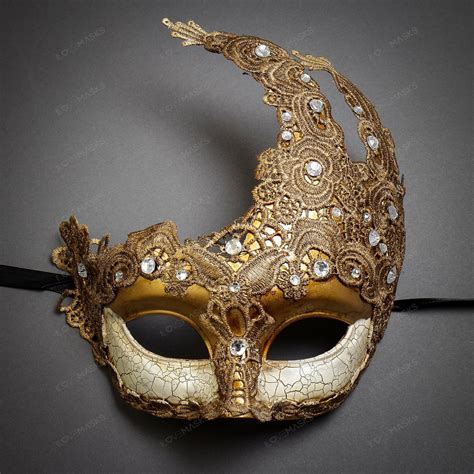 Women Masquerade Lace Mask Venetian Mardi Gras Prom Party Mask Gold