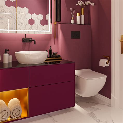Bathroom Design In Berry Colours Farben Rot Farbe Badezimmer
