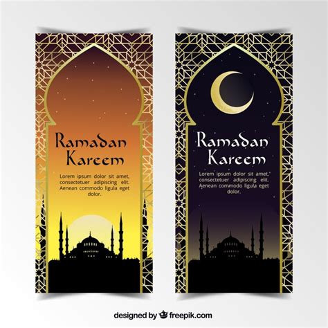 Elegantes Banners De Ramadan Vector Gratis