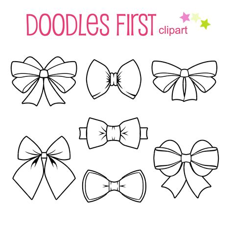 Bow Ribbon Outline Drawing Clip Art For Scrapbooking Card Etsy Ireland