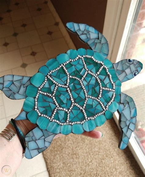 Mosaic Stain Glass Sea Turtle Plaque Wall Art Ocean Animal 1863954813