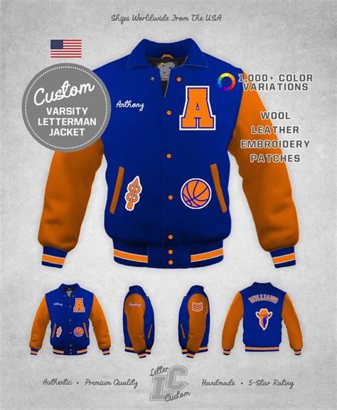Custom Varsity Letterman Cross Country Jacket Royal Blue Wool And Orange