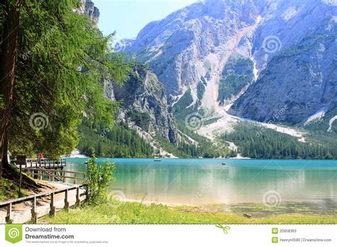 Lake Prags In Tyrol Stock Image Image Of Rock Mountain