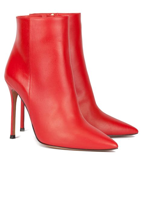 Red High Heel Ankle Boots Pura Lopez