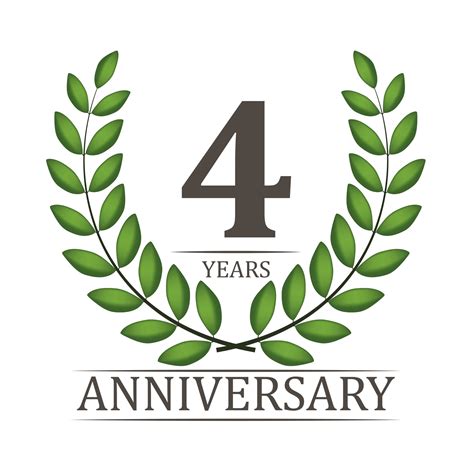 4 Years Anniversary Template With Red Ribbon And Laurel Wreath Vector