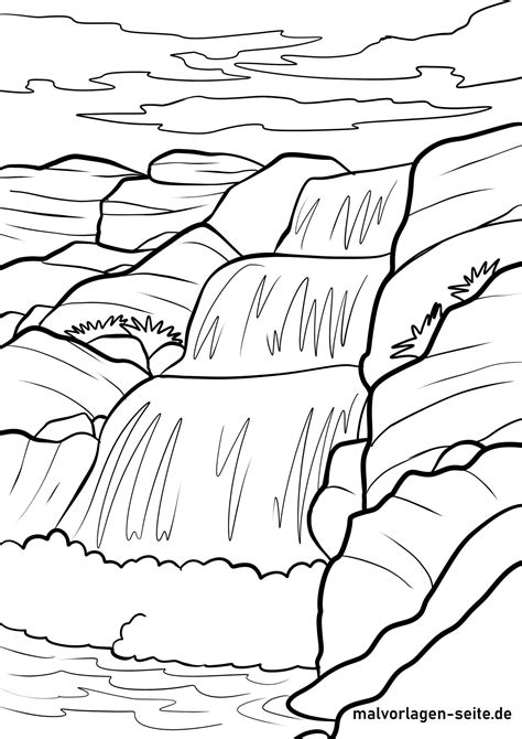 Great Coloring Page Waterfall Free Coloring Pages