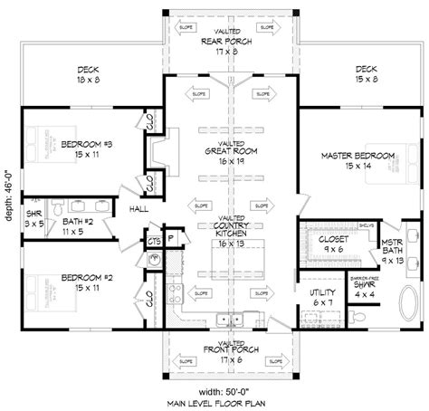 Country Style House Plan 3 Beds 2 Baths 1468 Sqft Plan 932 511