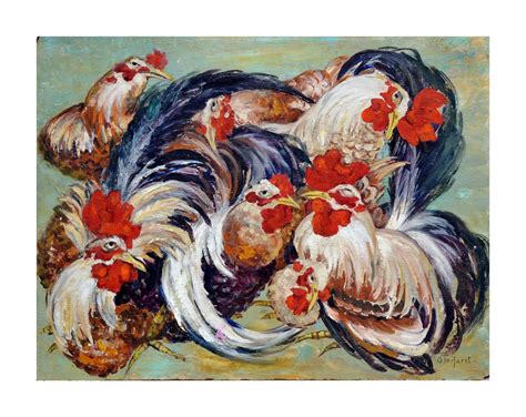 Helen Gleiforst Le Coq Gaulois French Roosters Painting For Sale At