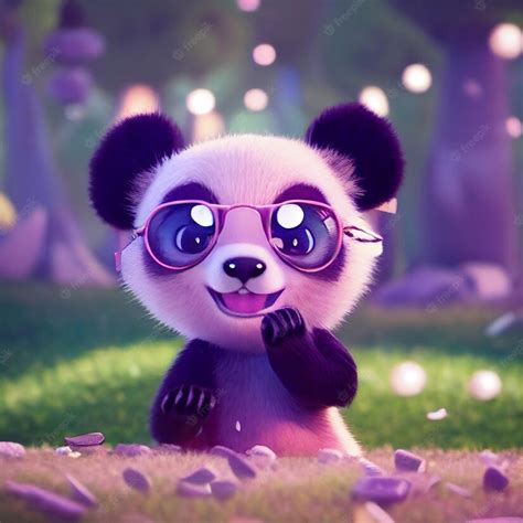 Premium Photo Cute Baby Panda Bear With Big Eyes 3d Rendering Cartoon