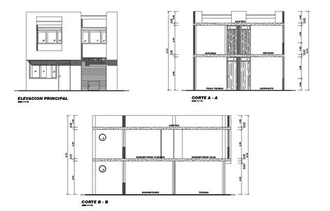 Autocad Drawing Of Residential House Elevations Cadbull