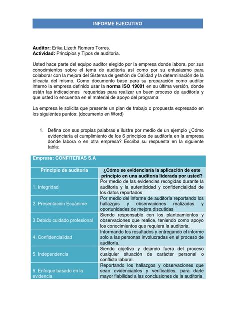 Informe Ejecutivo Auditoría Calidad Comercial
