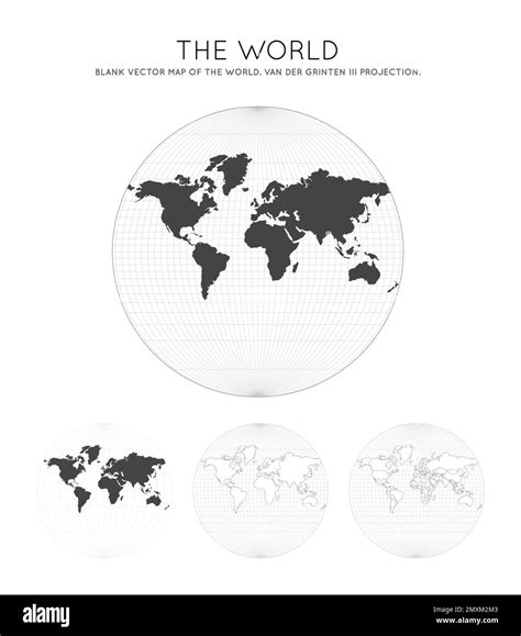 Map Of The World Van Der Grinten Iii Projection Globe With Latitude And Longitude Lines World