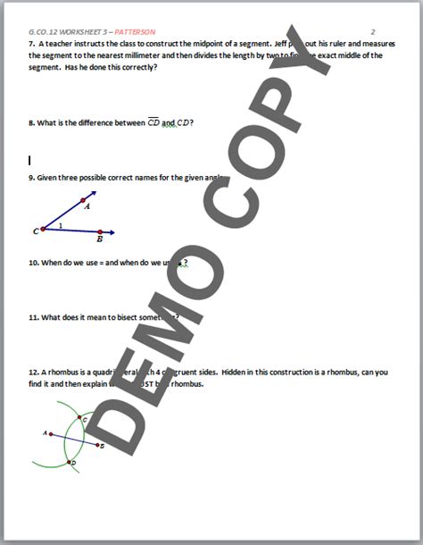 High School Geometry Common Core Gcod12 Basic Constructions
