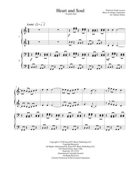 It had several sung versions that hit the charts between 1939 and 1961. Heart And Soul - For Piano Duet (jazzy Arrangement) By Hoagy Carmichael - Digital Sheet Music ...