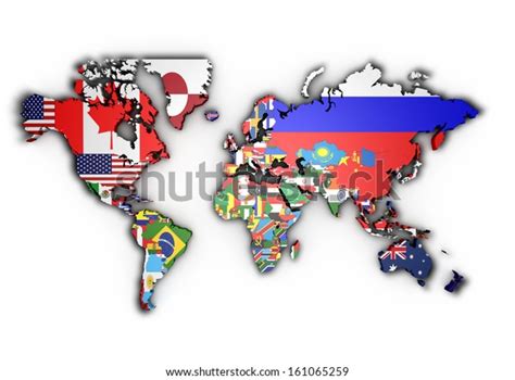 3d World Map World Flags Raised Stock Illustration 161065259 Shutterstock