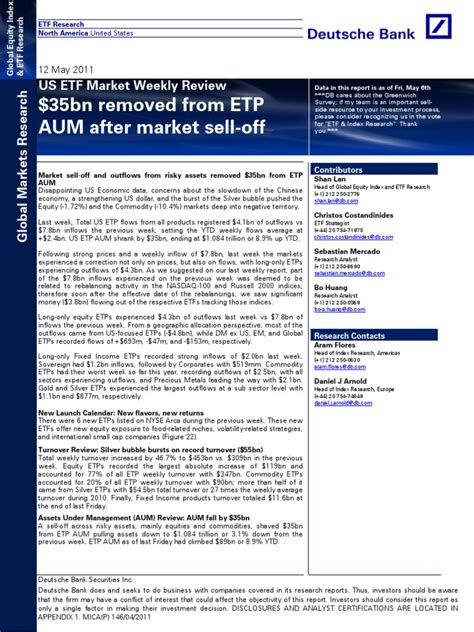 Banking etfs up more than 28% ytd. Deutsche Bank -- US ETF Market Weekly Review: $35bn ...