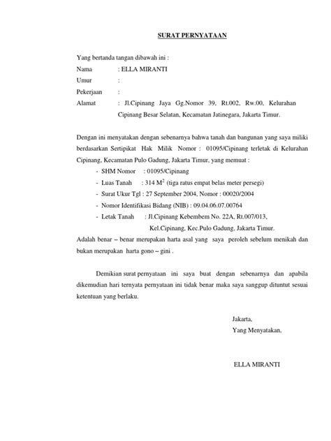 Detail Surat Perjanjian Gono Gini Koleksi Nomer