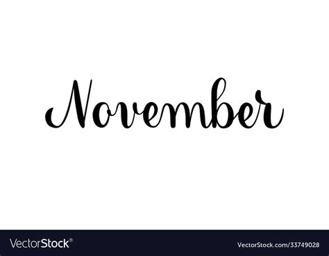 November Handwritten Month Name Royalty Free Vector Image