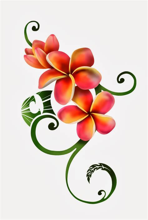 Frangipani temporary tattoo sticker set of 6. Plumeria Tattoo: Plumeria Tattoo Designs 1