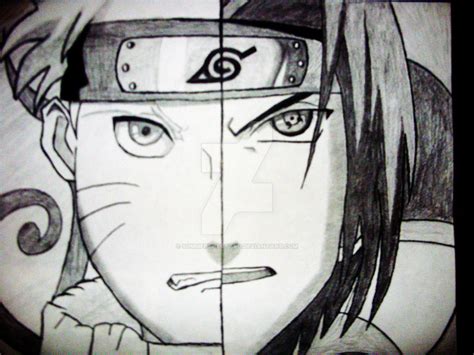 Half Face Naruto And Sasuke By Summertheotaku On Deviantart