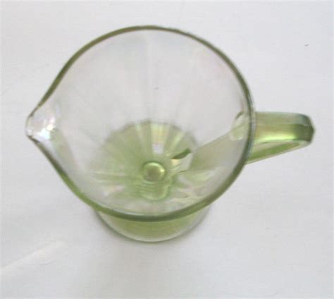 Green Depression Glass Creamer Vintage