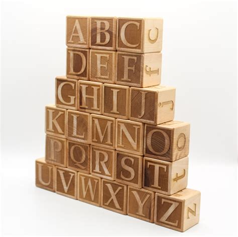 Wood Alphabet Block Set Etsy In 2021 Alphabet Blocks Natural Wood