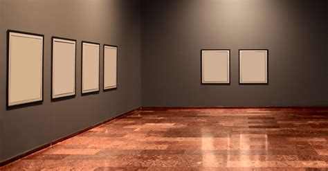 White Frames On Grey Wall In Art Museum Art Border Display Interior