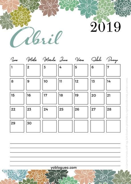 Calendario Abril Para Imprimir Descargable Paperblog