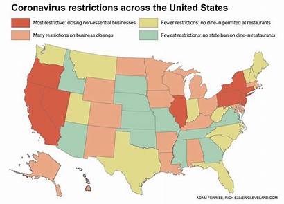 Coronavirus States State Each Restrictions United Pandemic