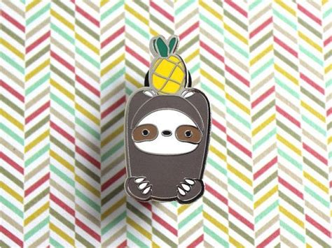 Pineapple Sloth Enamel Pin Sloth T Fruit Pin Pineapple Etsy