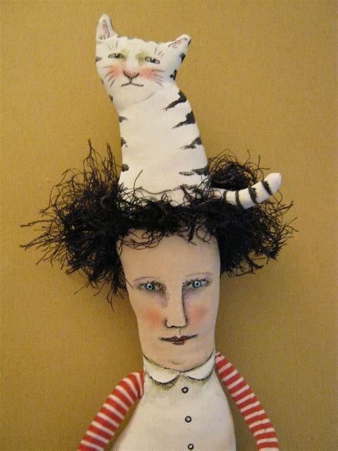 Sandy Mastroni Cat On The Head Art Dolls Sandy Mastroni