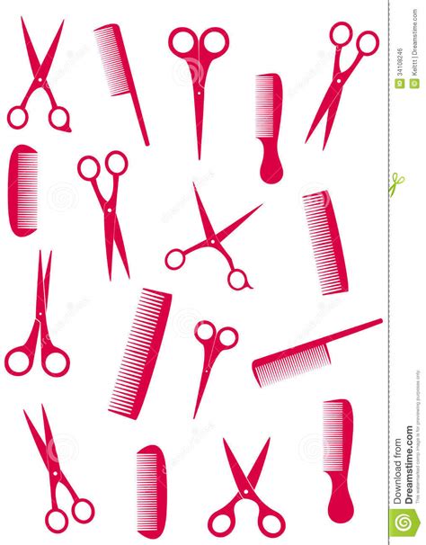 Background With Pink Comb And Scissors Stock Vector Illustration Of
