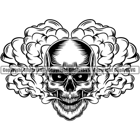 Smoke Head Scary Skull Head Evil Horror Tattoo Skeleton Grunge Gothic