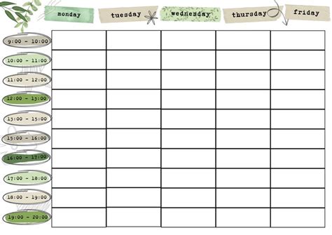 Aesthetic Weekly Schedule Template For School Schedule Templates