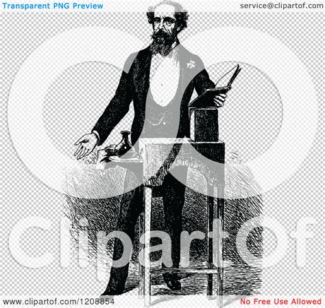 Clipart Of A Vintage Black And White Portrait Of Charles Dickens Royalty Free Vector