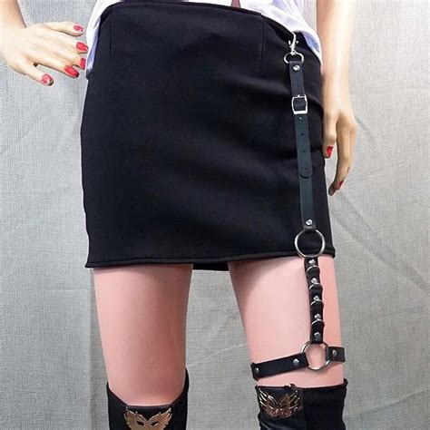 buy hot popular women thigh high leg harness garter belt gothic punk faux