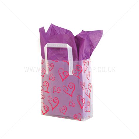 Frosted Heart Print Plastic Bag Carrier Bags Carrier Bag Shop
