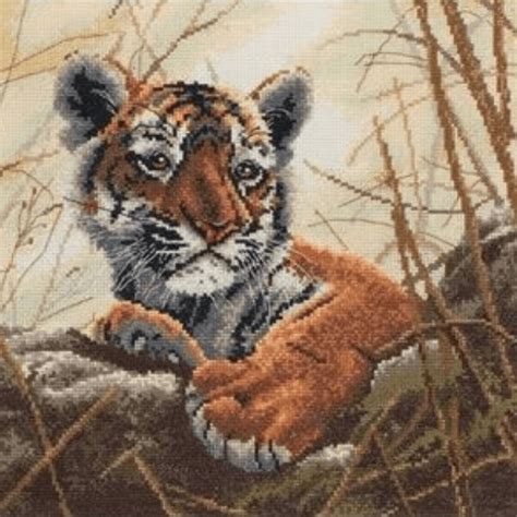 Maia Pensive Tiger Cub Counted Cross Stitch Kit 01121