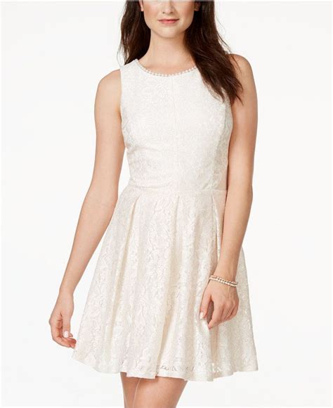 Speechless Juniors Faux Pearl Trim Glitter Detail Cutout Dress