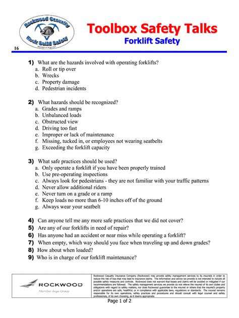 2008 Form Rockwood Toolbox Safety Talks Attendance Sheet Fill Online