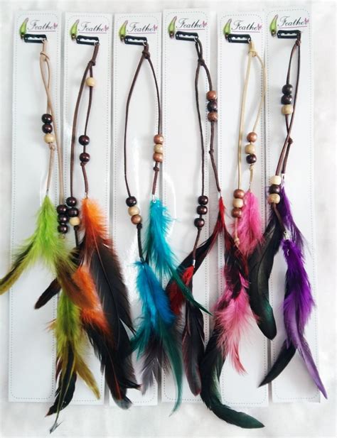 Beads Leather Fashion Natural Feather Hair Clip Hair Extension