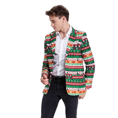 Retro Stripes Of Festive Spirit Mens Christmas Blazer