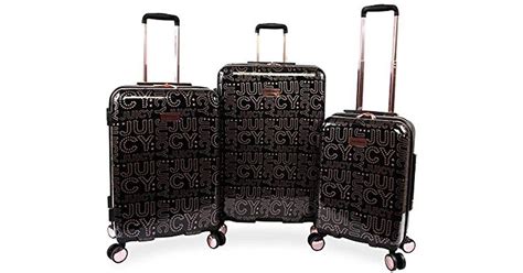 Juicy Couture Florence 3 Piece Hardside Spinner Luggage Set In Black Rose Gold Black Save 10