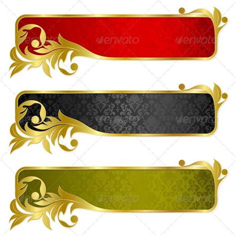 Set From Gold Banners Gold Banner Photoshop Design Ideas Graphic