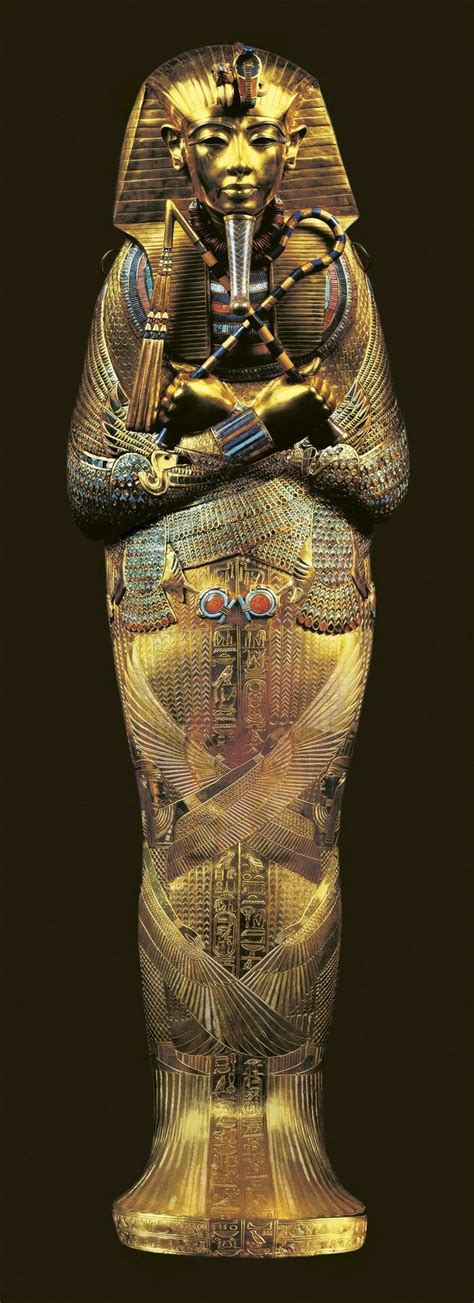 the innermost coffin of tutankhamun this coffin of solid gold is covered with incised