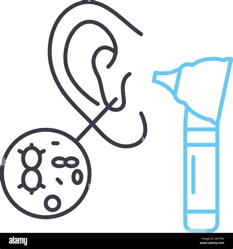 Icono De Línea De Infección Del Oído Símbolo De Contorno Ilustración