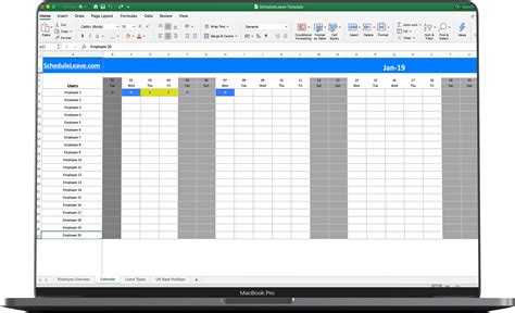 Free Excel Leave Calendar 2020 Spreadsheet Template Scheduleleave