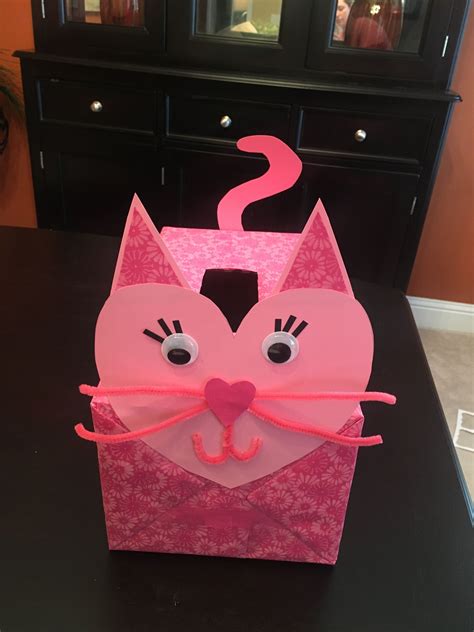 Valentines Box Pink Kitty Kids Valentine Boxes Valentines For Kids